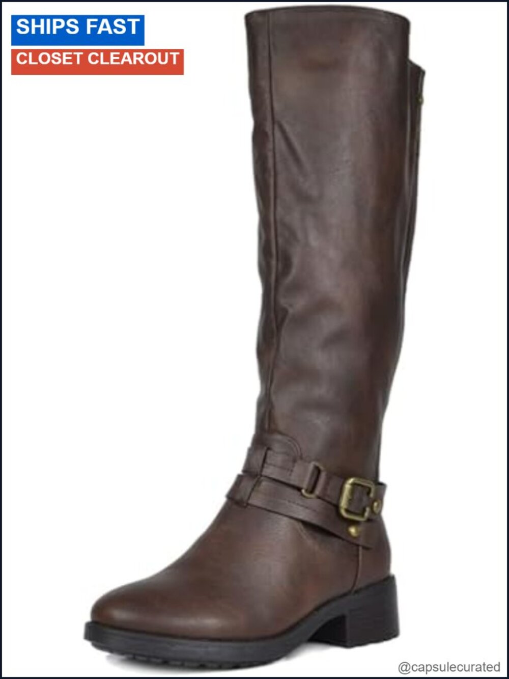 Faux Leather Faux Fur Lined Knee High Riding Boots Zipper